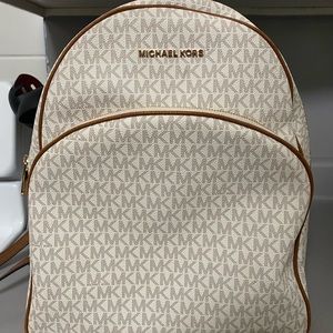 Michael Kors Large White Abbey Backpack